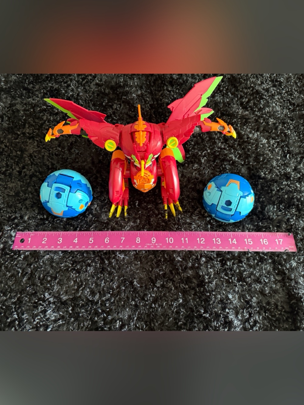 Bakugan Transforming Dragon Robot Toy with Blue Orbs  - 3 piece set